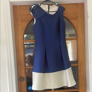 Sara Campbell Navy and cream Bow dress sz 8